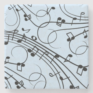 Dessous-de-verre En Pierre Notes de musique fantaisie bleues