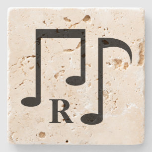 Dessous-de-verre En Pierre Notes et monogramme noirs de musique