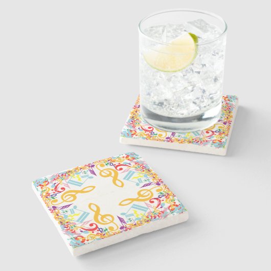 Dessous-de-verre En Pierre Notes musicales arrondies (Côté)