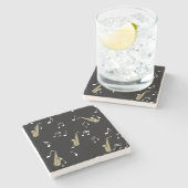 Dessous-de-verre En Pierre Notes musicales et saxophones Jazzy (Côté)