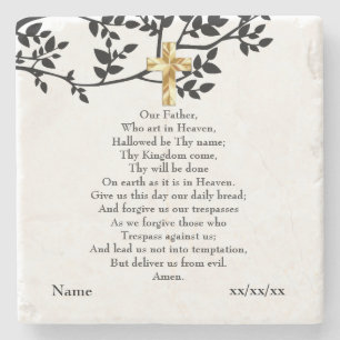 Dessous-de-verre En Pierre Notre Père Prière Cadeau Catholique Personnalisé