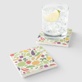 Dessous-de-verre En Pierre Nourriture sur un arrière - plan blanc (Côté)