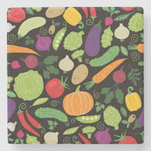 Dessous-de-verre En Pierre Nourriture sur un arrière - plan noir