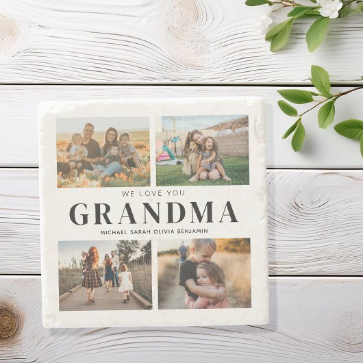 Dessous-de-verre En Pierre Nous t'aimons Grand-mère Personnalisé 4 Photo Coll