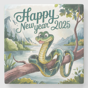 Dessous-de-verre En Pierre Nouvel An Chinois Du Serpent À Bois Bonne Nouvelle