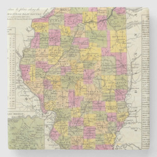 Dessous-de-verre En Pierre Nouvelle carte de l'Illinois
