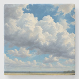 Dessous-de-verre En Pierre Nuages blancs et ciel bleu clair