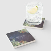 Dessous-de-verre En Pierre Nuit étoilée Eucalyptus bleu chardon hiverMariage (Côté)