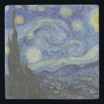 Dessous-de-verre En Pierre "Nuit étoilée" par Van Gogh<br><div class="desc">Ce design présente une reproduction en très haute résolution non altérée et non modifiée du célèbre tableau "Starry Night" de Van Gogh.</div>