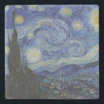 Dessous-de-verre En Pierre "Nuit étoilée" par Van Gogh<br><div class="desc">Ce design présente une reproduction en très haute résolution non altérée et non modifiée du célèbre tableau "Starry Night" de Van Gogh.</div>