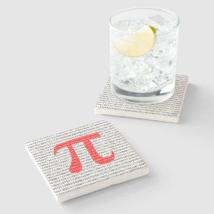 Dessous-de-verre En Pierre Numéro rouge d'origine pi jour symbole mathématiqu