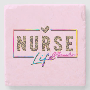 Dessous-de-verre En Pierre "Nurse Life" en Elegant Rainbow Colors
