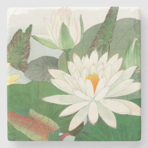 Dessous-de-verre En Pierre Nymphaea lotus, gravure sur bois japonaise, 1917