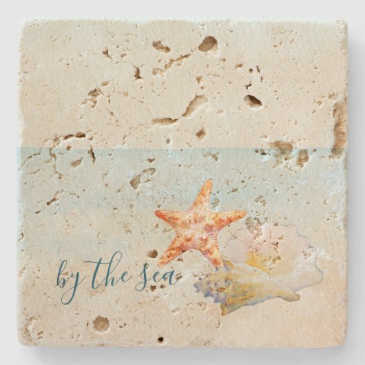 Dessous-de-verre En Pierre Ocean Beach Starfish Conch Shell (Devant)