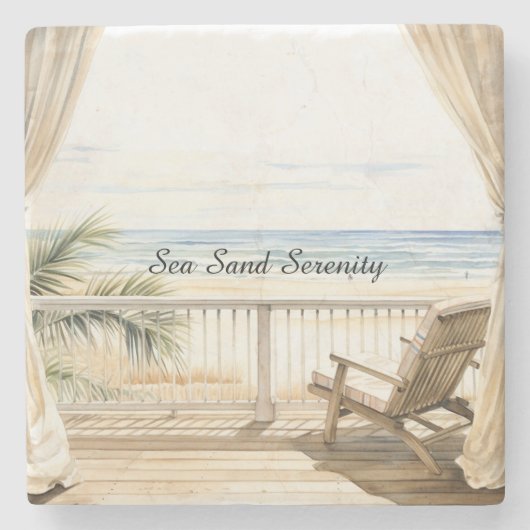 Dessous-de-verre En Pierre Ocean View Beach Serenity (Devant)