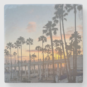 Dessous-de-verre En Pierre Oceanside California Orange Sunset Beach Boardwalk