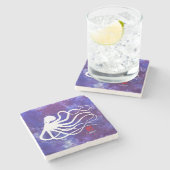 Dessous-de-verre En Pierre Octopus 2 Blanc - Dessous de verre en marbre (Côté)