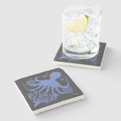 Dessous-de-verre En Pierre Octopus (dark background) (Côté)