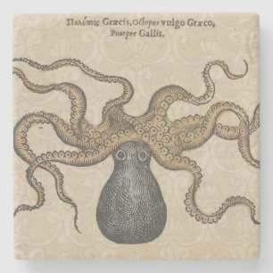 Dessous-de-verre En Pierre Octopus Kraken Illustration Vintage