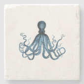 Dessous-de-verre En Pierre Octopus kraken nautique plage côtière bleu (Devant)