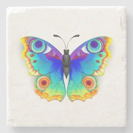 Dessous-de-verre En Pierre Oeil de paon arc-en-ciel (Devant)