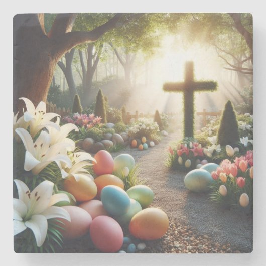 Dessous-de-verre En Pierre OEuf de Pâques/Lilly (Devant)