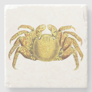 Dessous-de-verre En Pierre Œuvre d'art côtière vintage nautique crabe variegé