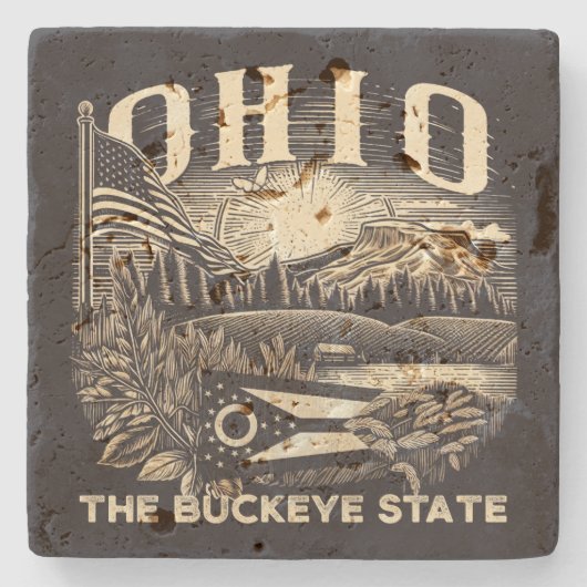 Dessous-de-verre En Pierre Ohio Le Buckeye State (Devant)