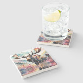 Dessous-de-verre En Pierre Oie dans l'aquarelle Fleur sauvage (Côté)