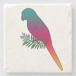Dessous-de-verre En Pierre Oiseau coloré sur des dessous de verre de pierre