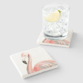 Dessous-de-verre En Pierre Oiseau de Flamant rose tropical (Côté)