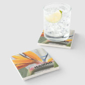 Dessous-de-verre En Pierre Oiseau du Paradis Fleur Plante Hawaï (Côté)