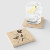 Dessous-de-verre En Pierre Oiseau noir à ailes rouges - Oiseaux d'Amérique d' (Côté)