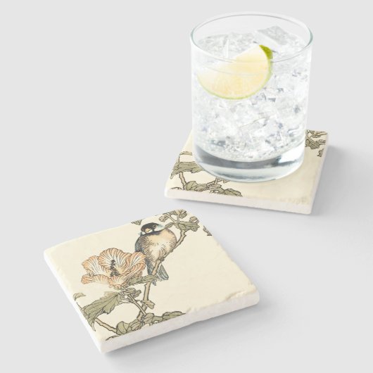 Dessous-de-verre En Pierre Oiseau oriental perché sur la branche (Côté)
