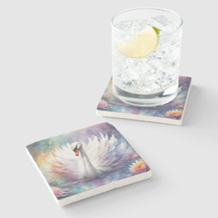 Dessous-de-verre En Pierre Oiseaux arc-en-ciel Swan 1