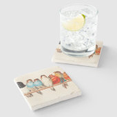 Dessous-de-verre En Pierre Oiseaux Assis joliment et calmes (Côté)
