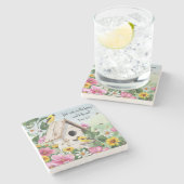 Dessous-de-verre En Pierre Oiseaux de printemps fleuris d'aquarelle (Côté)