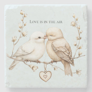 Dessous-de-verre En Pierre Oiseaux du cœur d'amour romantique