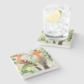 Dessous-de-verre En Pierre Oiseaux exotiques sur la dentelle (Côté)