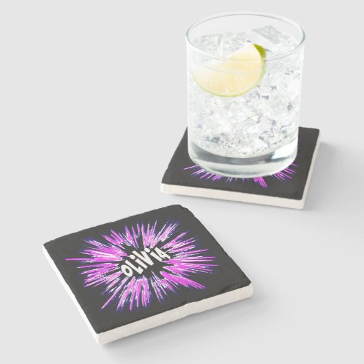 Dessous-de-verre En Pierre Olivia Nom Star (Côté)