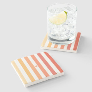 Dessous-de-verre En Pierre Ombre Beach Sunrise Stripe & Monogramme personnali