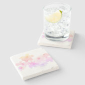 Dessous-de-verre En Pierre *~* Ombre Peach Peach Floral Aquarelle Douce (Côté)