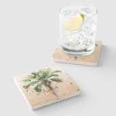 Dessous-de-verre En Pierre Ombre tropicale de palmier (Côté)