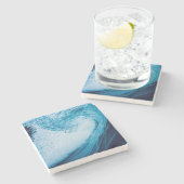 Dessous-de-verre En Pierre Onde Océanique Roulante Dans Les teintes Bleues (Côté)