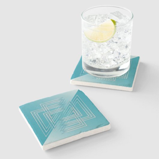 Dessous-de-verre En Pierre Opal Turquoise blanc (Côté)