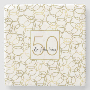 Dessous-de-verre En Pierre Or Blanc Glamour Cercles Stylés 50 et Fabuleux