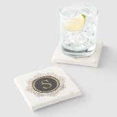 Dessous-de-verre En Pierre Or chic élégant de l'initiale | de monogramme (Côté)