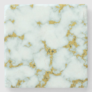 Dessous-de-verre En Pierre Or et Marbre blanc Dessous de verre de pierre per