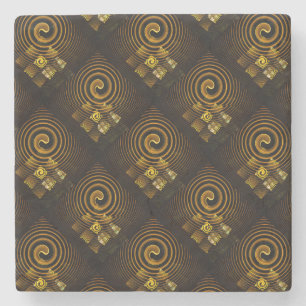Dessous-de-verre En Pierre Or Moderne Boho Élégant Motif d'Art Abstrait #502