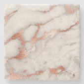 Dessous-de-verre En Pierre or rose et marbre blanc (Devant)
